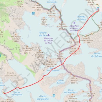 Itinéraire Col du Chardonnet, distance, dénivelé, altitude, carte, profil, trace GPS