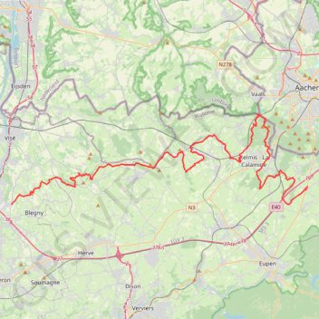 Itinéraire Blegny - Eynatten, distance, dénivelé, altitude, carte, profil, trace GPS