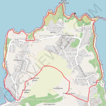 Itinéraire Circuit de la chapelle Sainte-Barbe - Plestin-les-Grèves, distance, dénivelé, altitude, carte, profil, trace GPS