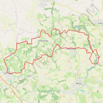 Itinéraire De Lanrivoaré à Guipronvel, distance, dénivelé, altitude, carte, profil, trace GPS
