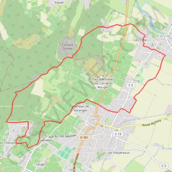 Itinéraire Givry le buet carrière chenèvres, distance, dénivelé, altitude, carte, profil, trace GPS