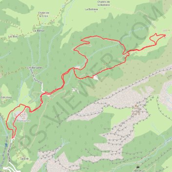 Itinéraire Les Chalets de Bostan au départ des Allamands, distance, dénivelé, altitude, carte, profil, trace GPS