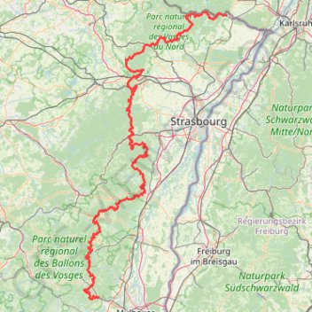Itinéraire Traversee du Massif Vosgien, distance, dénivelé, altitude, carte, profil, trace GPS