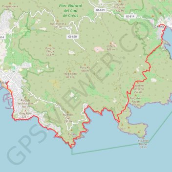 Itinéraire Roses – Cadaqués, distance, dénivelé, altitude, carte, profil, trace GPS