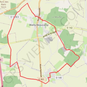 Itinéraire Wailly beaucamps, distance, dénivelé, altitude, carte, profil, trace GPS