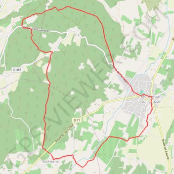 Itinéraire Montségur Solérieux, distance, dénivelé, altitude, carte, profil, trace GPS