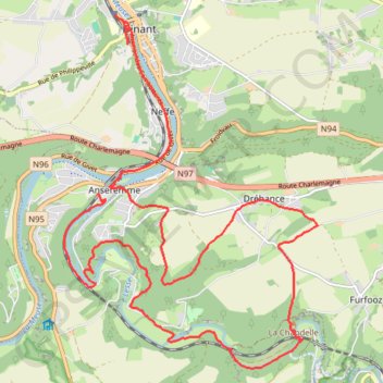 Itinéraire *Heights and rocks near the Lesse* From Anseremme train stat..., distance, dénivelé, altitude, carte, profil, trace GPS