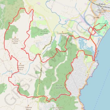 Itinéraire Roc d'Azur, distance, dénivelé, altitude, carte, profil, trace GPS
