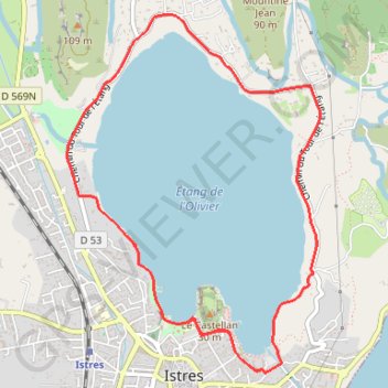 Itinéraire Etang olivier 2, distance, dénivelé, altitude, carte, profil, trace GPS