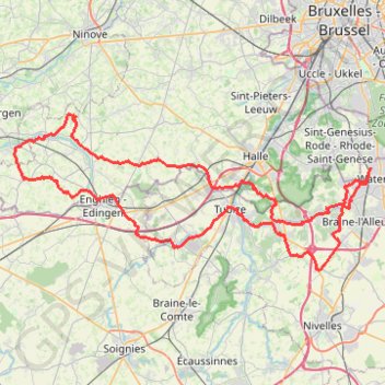 Itinéraire Congoberg Waterloo, distance, dénivelé, altitude, carte, profil, trace GPS