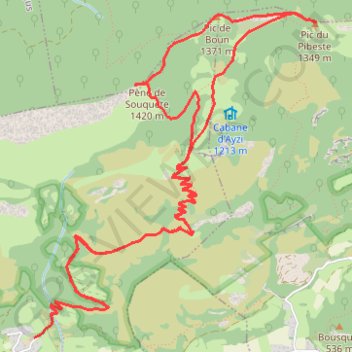 Itinéraire pic pibeste 1349m depuis Ouzous, distance, dénivelé, altitude, carte, profil, trace GPS