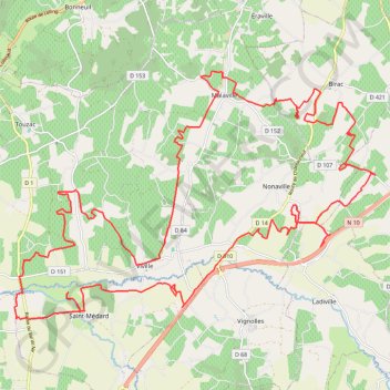 Itinéraire sortie dir chateauneuf st medard, distance, dénivelé, altitude, carte, profil, trace GPS