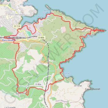 Itinéraire Port Vendres, distance, dénivelé, altitude, carte, profil, trace GPS