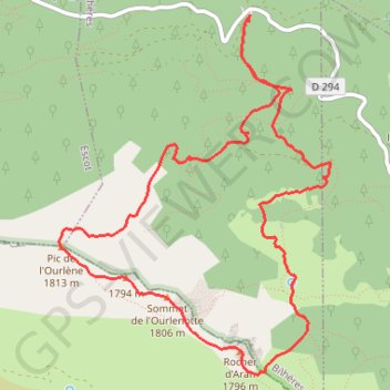 Itinéraire Pic de l'Ourléne, Ourlénotte, Rocher d'Aran depuis le col de Marie Blanque, distance, dénivelé, altitude, carte, profil, trace GPS