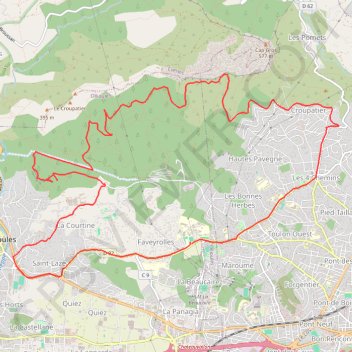 Itinéraire Oppidum de La Courtine - Ollioules, distance, dénivelé, altitude, carte, profil, trace GPS