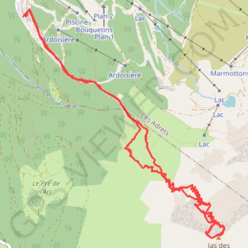 Itinéraire Jas des Lievres depuis Prapoutel (Belledonne), distance, dénivelé, altitude, carte, profil, trace GPS