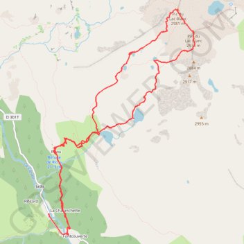 Itinéraire Pic du Lac Blanc depuis Fontcouverte (Cerces), distance, dénivelé, altitude, carte, profil, trace GPS