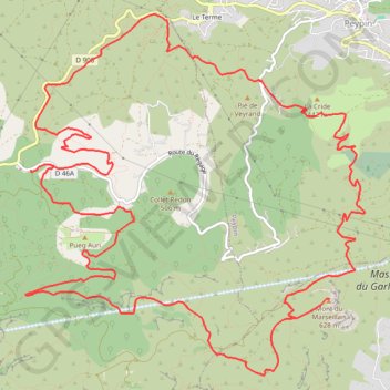 Itinéraire Garlaban - Mont du Marseillais, distance, dénivelé, altitude, carte, profil, trace GPS