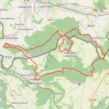 Itinéraire Parcours VTT autour de Allondrelle-la-Malmaison, distance, dénivelé, altitude, carte, profil, trace GPS