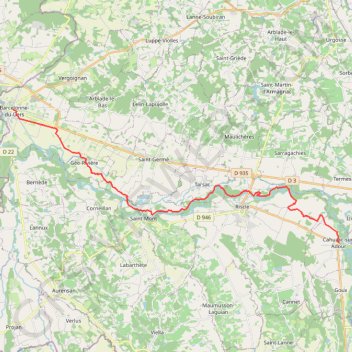 Itinéraire Le sentier de l'Adour, distance, dénivelé, altitude, carte, profil, trace GPS