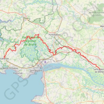 Itinéraire Saint Étienne-de-Montluc - Guérande, distance, dénivelé, altitude, carte, profil, trace GPS
