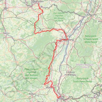 Itinéraire EuroVelo 5 - Moselle / Alsace, distance, dénivelé, altitude, carte, profil, trace GPS