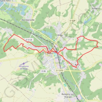 Itinéraire Autour de Mouy (60), distance, dénivelé, altitude, carte, profil, trace GPS