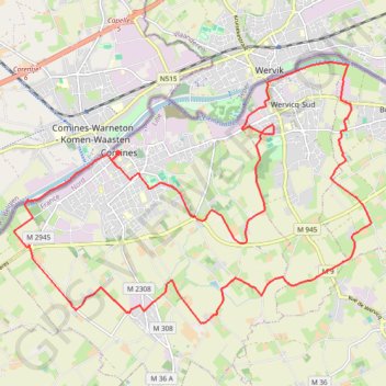 Itinéraire Entre becques et montagne - Comines, distance, dénivelé, altitude, carte, profil, trace GPS