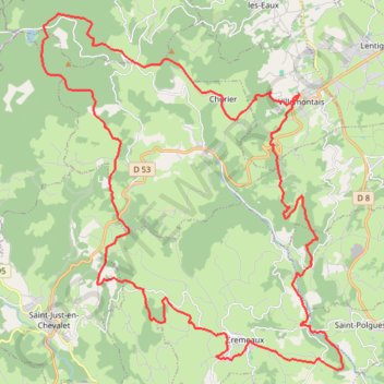 Itinéraire Au Pays d'Urfé - Villemontais, distance, dénivelé, altitude, carte, profil, trace GPS