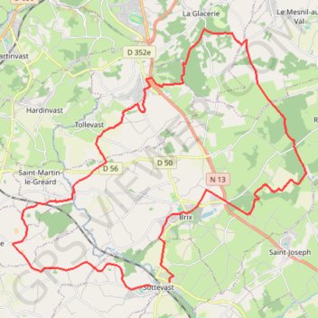 Itinéraire 1 - VTT 36 km, distance, dénivelé, altitude, carte, profil, trace GPS
