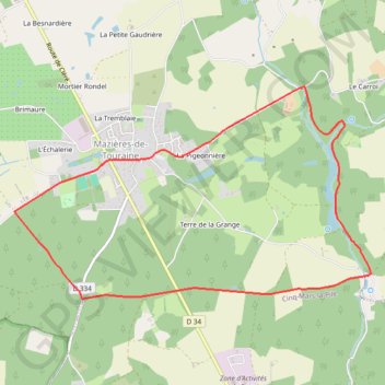 Itinéraire Sentier de Mazières de Touraine, distance, dénivelé, altitude, carte, profil, trace GPS