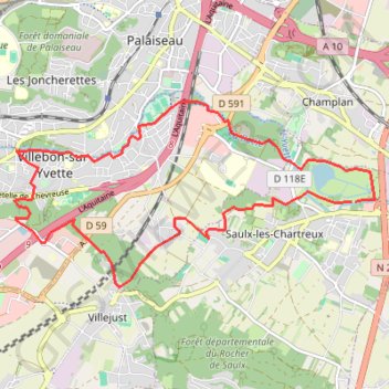Itinéraire De saulx à villebon, distance, dénivelé, altitude, carte, profil, trace GPS