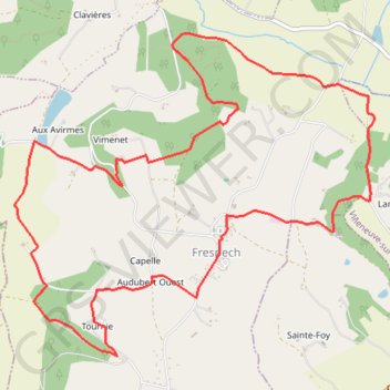 Itinéraire Frespech, un village occitan - Pays de la vallée du Lot, distance, dénivelé, altitude, carte, profil, trace GPS