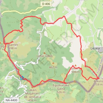 Itinéraire Ibantelli - atxuria depuis sare, distance, dénivelé, altitude, carte, profil, trace GPS