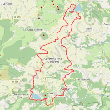 Itinéraire Lac d'Aydat, distance, dénivelé, altitude, carte, profil, trace GPS