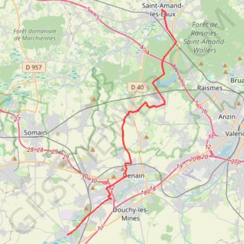 Itinéraire Saint-Jacques-en-Boulangrie - Saint-Amand-les-Eaux - Bouchain, distance, dénivelé, altitude, carte, profil, trace GPS