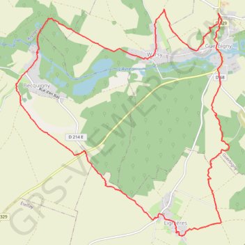 Itinéraire Guerbigny, distance, dénivelé, altitude, carte, profil, trace GPS