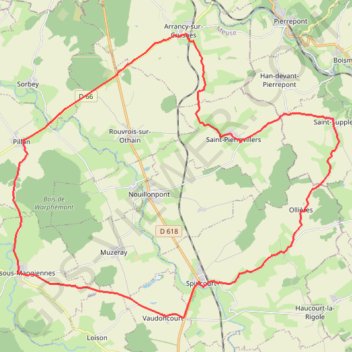 Itinéraire Le temps où l'on faillou la Buaië - Spincourt, distance, dénivelé, altitude, carte, profil, trace GPS