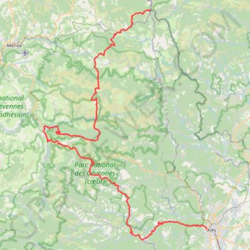 Itinéraire GR70 De La Bastide-Puylaurent (Lozère) à Alès (Gard), distance, dénivelé, altitude, carte, profil, trace GPS