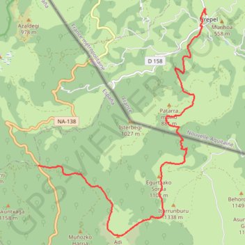Itinéraire Traversée Urkiaga - ADI - patarramunho-UREPEL, distance, dénivelé, altitude, carte, profil, trace GPS
