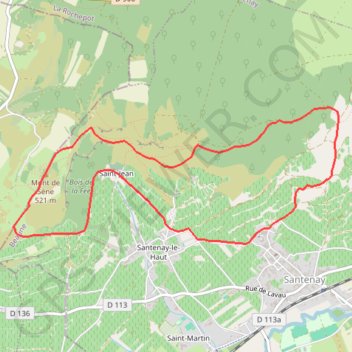 Itinéraire Au dessus de santenay, distance, dénivelé, altitude, carte, profil, trace GPS