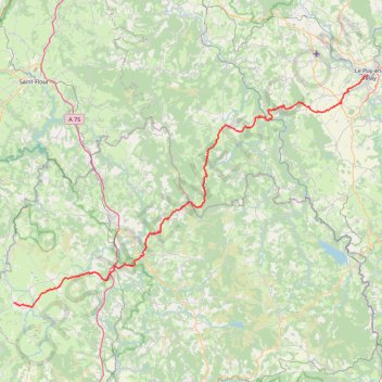 Itinéraire GR65 Via Podiensis Du Puy-en-Velay (Haute-Loire) à Nasbinals (Lozère) (2020), distance, dénivelé, altitude, carte, profil, trace GPS