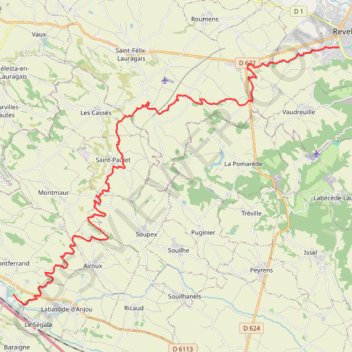 Itinéraire Naurouze - Revel (Canal du Midi), distance, dénivelé, altitude, carte, profil, trace GPS