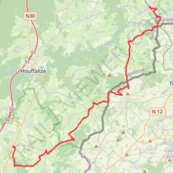 Itinéraire Noville - Bourcy - Hachiville - Limerlé - Gouvy, distance, dénivelé, altitude, carte, profil, trace GPS