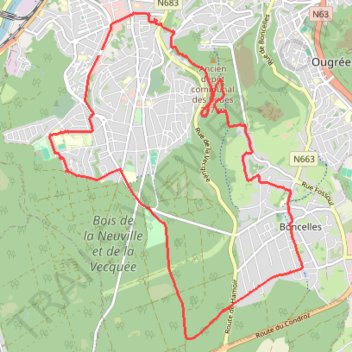 Itinéraire Boucle VTT dans les bois de la Neuville, de la Vecquée et de la Marchandise, distance, dénivelé, altitude, carte, profil, trace GPS