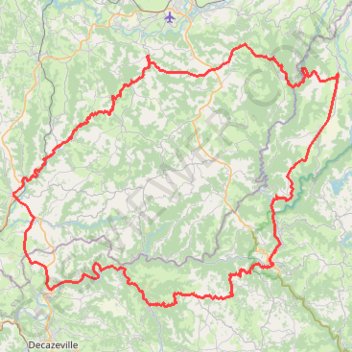 Itinéraire Arpajon-Conques, distance, dénivelé, altitude, carte, profil, trace GPS