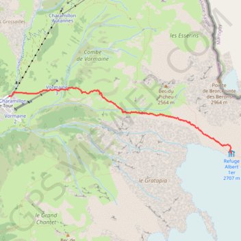 Itinéraire Descente Refuge Albert 1er, distance, dénivelé, altitude, carte, profil, trace GPS