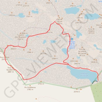 Itinéraire Picos de Vallibierna depuis le lac de Llauset, distance, dénivelé, altitude, carte, profil, trace GPS