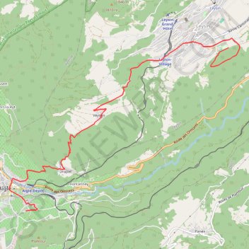 Itinéraire An example GPX between Aigle and Leysin, distance, dénivelé, altitude, carte, profil, trace GPS