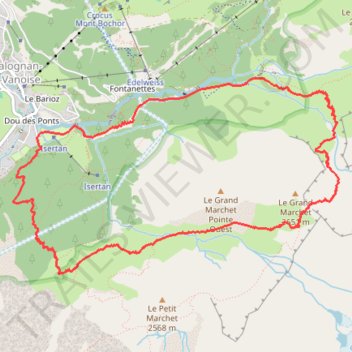 Itinéraire tracé GPX VARIANTE LAC DE LA PATINOIRE COL ROSSET, distance, dénivelé, altitude, carte, profil, trace GPS